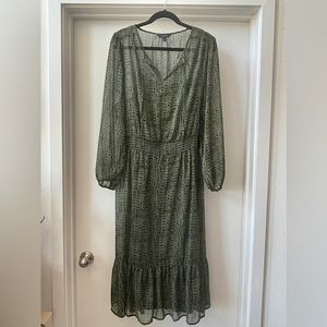 Banana Republic XL sheer green dress with slip